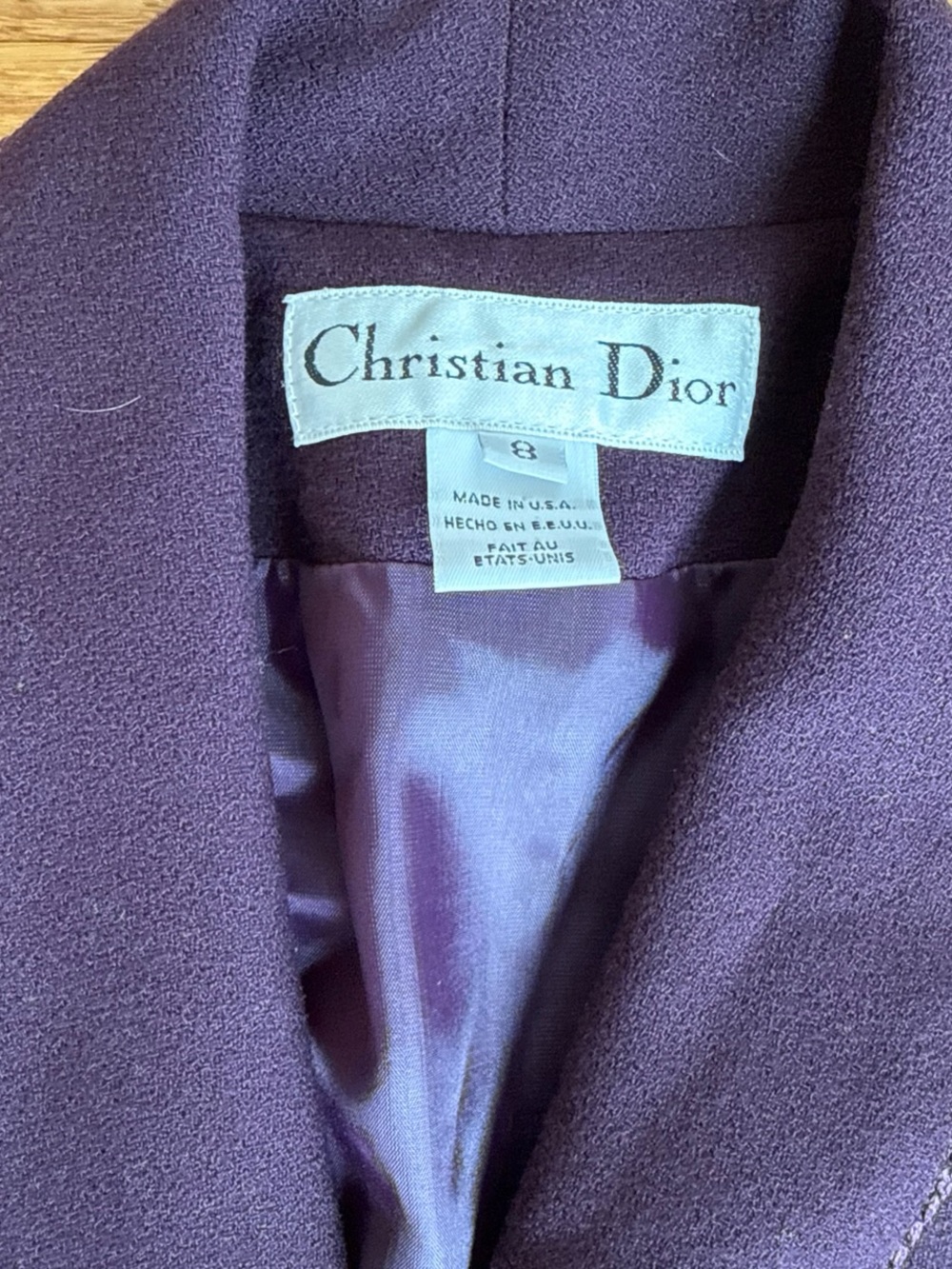 Dior women’s deep purple size 8 Double-Breasted wool Jacket - Picture 2 of 8